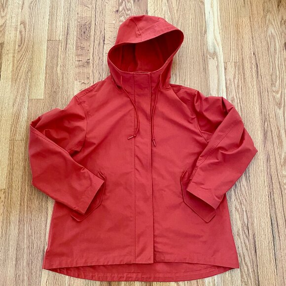 Uniqlo Cotton Blend Parka, Size Medium, Red, Hood Lightweight AdjustableWaist - Picture 2 of 15